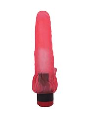Розовый гелевый вибратор с клиторальными лепестками - 18,5 см. - 