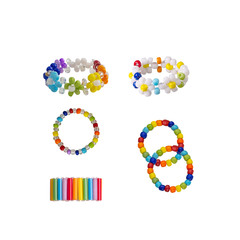rainbow flower rings set