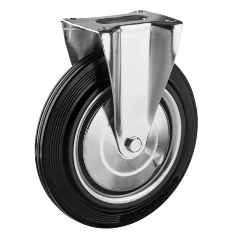 ЗУБР d=250 мм, г/п 210 кг, игольчатый подшипник, неповоротное колесо резина/металл, Профессионал (30936-250-F)