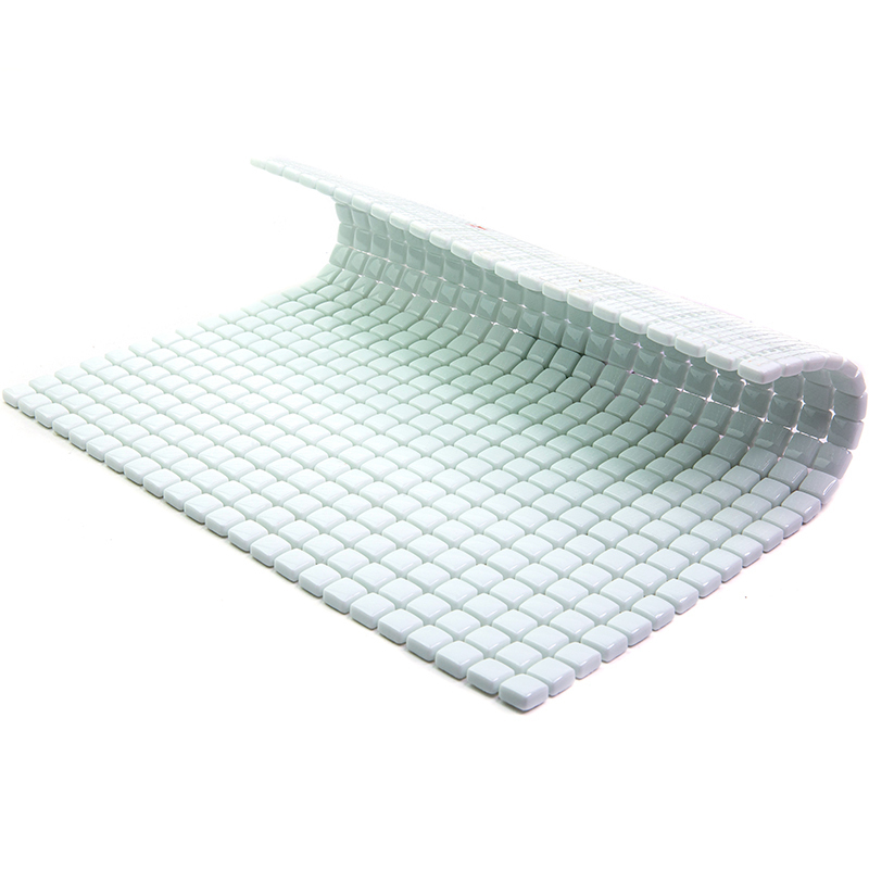 W-01 Мозаичная плитка из стекла Natural Flex белый светлый квадрат глянцевый
