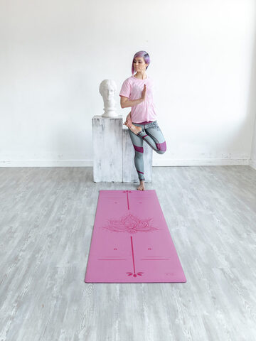 Каучуковый коврик для йоги Lotus YY с разметкой 183*65*0,2-0,4 см