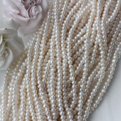 Жемчуг натуральный речной, круглый, 3-4 мм, 1 нить, Ж003