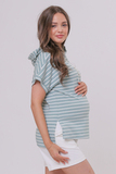 Футболка для беременных и кормящих 13890 мятная полоска