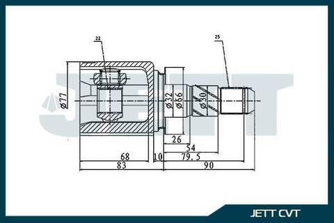 ШРУС внутренний JETT V40-2256