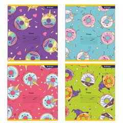 
          Тетрадь 12л., клетка, Alingar, скрепка, блок офсет, 100% белизна, мелованный картон (стандарт), "Пончики"