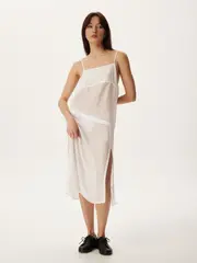 Комбине АУРА, белый с вышивкой