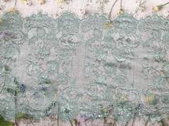 Кружево Французское, ш. 40 см, серо-мятный