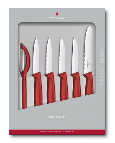 Набор ножей кухонных Victorinox Swiss Classic Kitchen (6.7111.6G) компл.:6шт красный подар.коробка