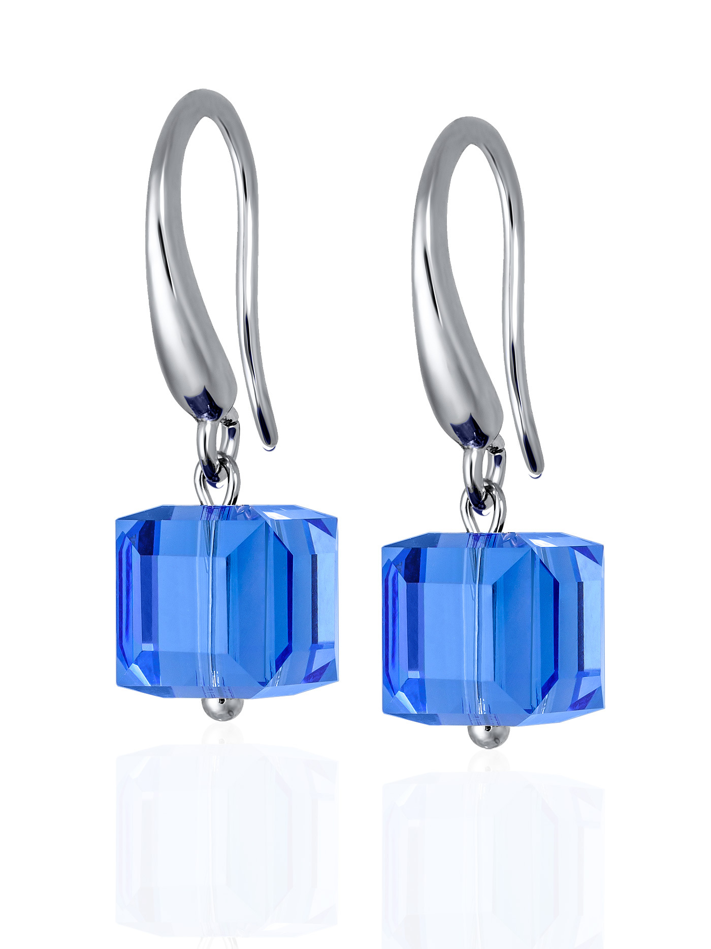 Яркие синие ювелирные серебряные серьги с кристаллами Swarovski