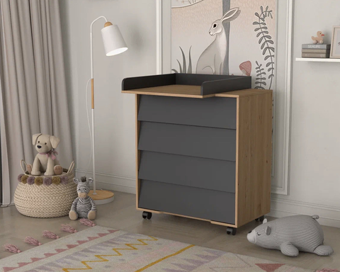 Комод пеленальный Cambridge (столик съёмный) цвет графит/дуб