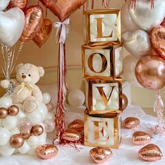 Набор коробок для шаров Love, Золото, Металлик, 30*30*30 см, 4 шт. в кор.