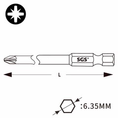 Бита PZ2 х50мм S2 5шт SGS 6350-6.0-PZ2-5