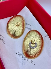 Серьги крупные сферы в стиле Schiaparelli цвет матовое золото