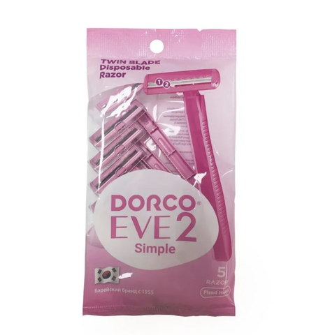 DORCO EVE 2 TG-708W однораз.станок 5шт. увл.полоска с 2 лезвиями (Ю.Корея)