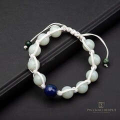 Браслет Шамбала. Белый нефрит Д 12мм.