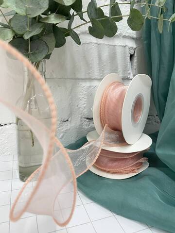 Лента органза с волнистым краем (4см*9,14м), Пыльная роза