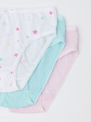 набор трусы/ уп  для девочки  К 1931-3уп/неж.розовый,аквамарин,белый,звездопад