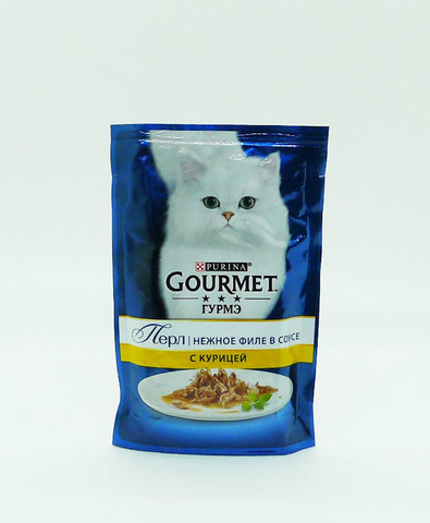 Gourmet Перл пауч для взрослых кошек кусочки в подливке (курица) 85 г