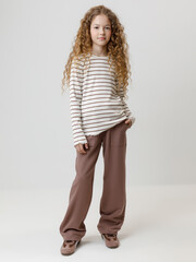 брюки  для девочки  КР 400847/капучино к633
