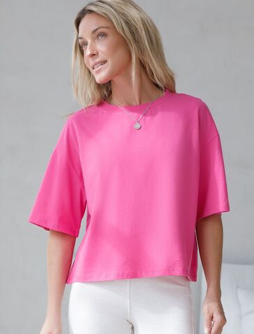 Укороченная футболка силуэта овер-сайз  D49.090 (119684)