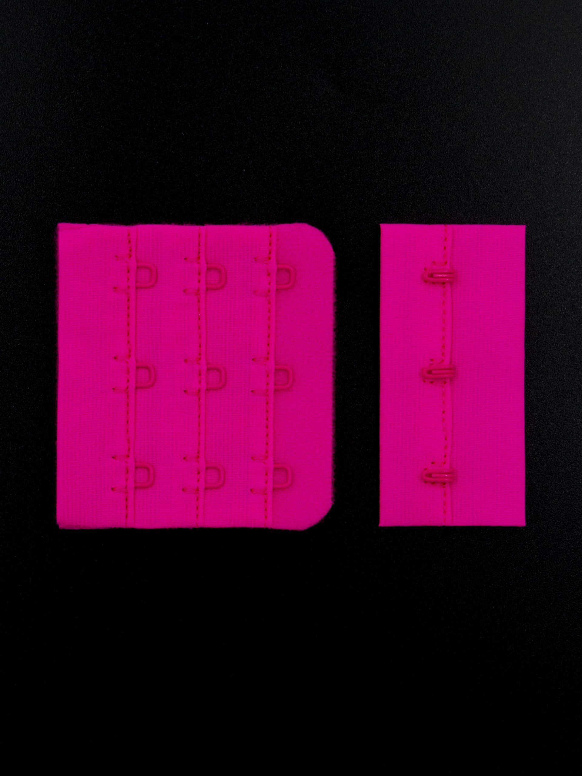 Застежка для бюстгальтера розовая неоновая с крючками 3х3