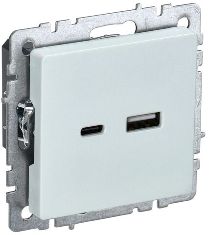 BRITE Роз. USB A+C 18Вт РЮ11-1-БрЖ жемч. IEK