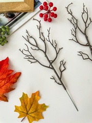 Ветка искусственная, коряга, коричневая, дерево искусственное, осенний, зимний декор, 30 см, набор 10 штук.
