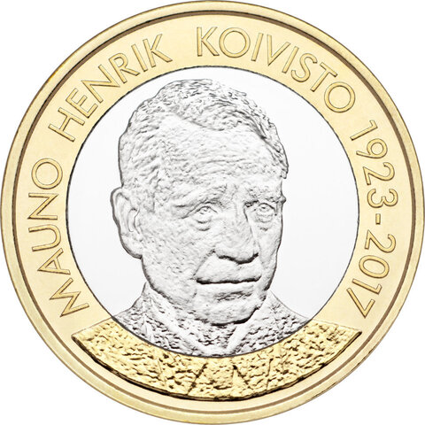 5 евро 2018 Финляндия - Мауно Хенрик Койвисто (9-й президент)