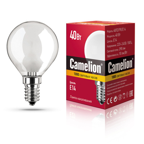 Лампа Накаливания CAMELION 40/D/FR/E14