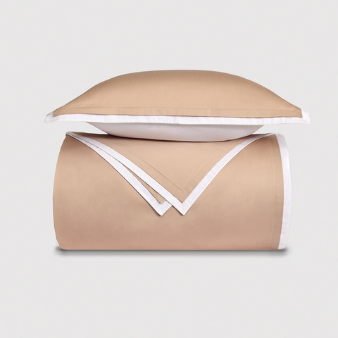 Постельное белье cемейное Сlaire&Caroll Lili бежевое с белым кантом