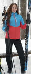Женский утеплённый прогулочный лыжный костюм Nordski Montana Blue-Red-Black