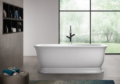 BelBagno BB400-1500-800 Отдельностоящая, овальная акриловая ванна в комплекте со сливом-переливом цвета хром 1500x800x600