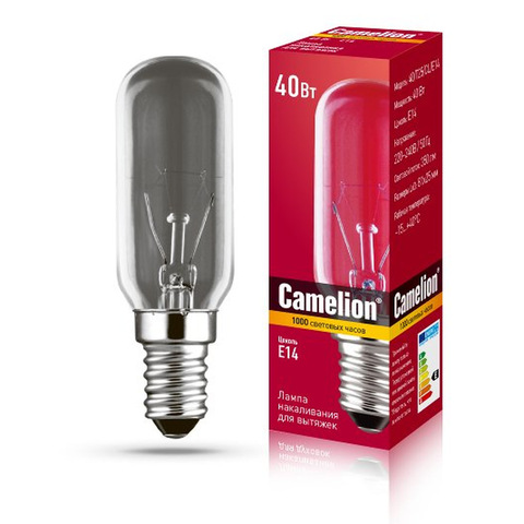Лампа Накаливания CAMELION 40/T25/CL/E14 для вытяжек