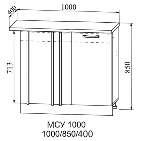 Кухня Капля шкаф нижний угловой неглубокий 1000 (глубина 400мм)