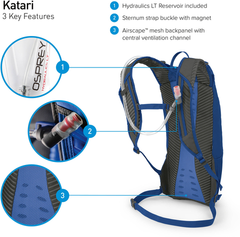 Картинка рюкзак велосипедный Osprey Katari 3 Cobalt Blue - 3