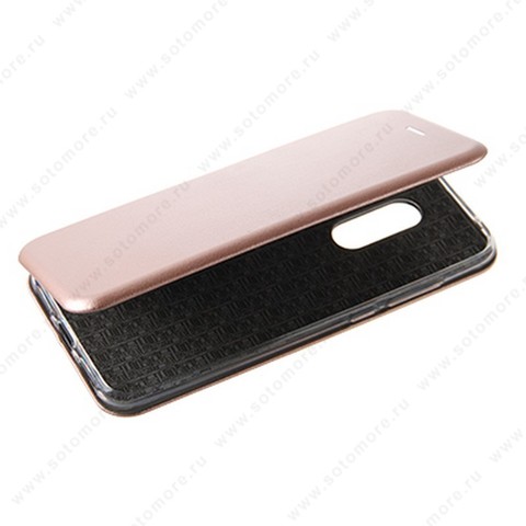 Чехол-книжка для Xiaomi Redmi 5 Plus - book case книжка розовое золото