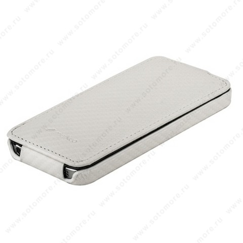 Чехол-флип Melkco для iPhone SE/ 5s/ 5C/ 5 Leather Case Jacka Type (Carbon Fiber Pattern - White)