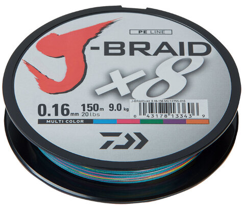 Купить шнур плетеный Daiwa J-Braid X8 150м 0,16мм мультиколор