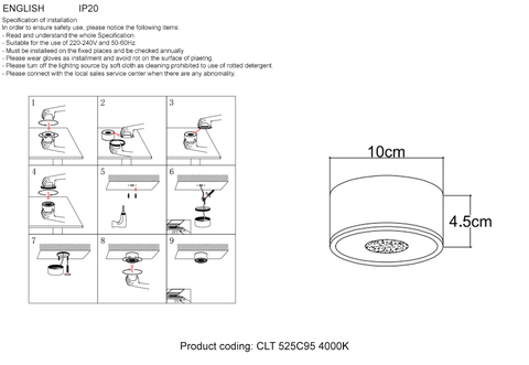 Накладной светодиодный светильник Crystal Lux CLT 525C95 BL 4000K