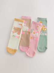 Носки хлопковые для девочки Next E89-688, 4 шт., Розовый, Белый, Голубой