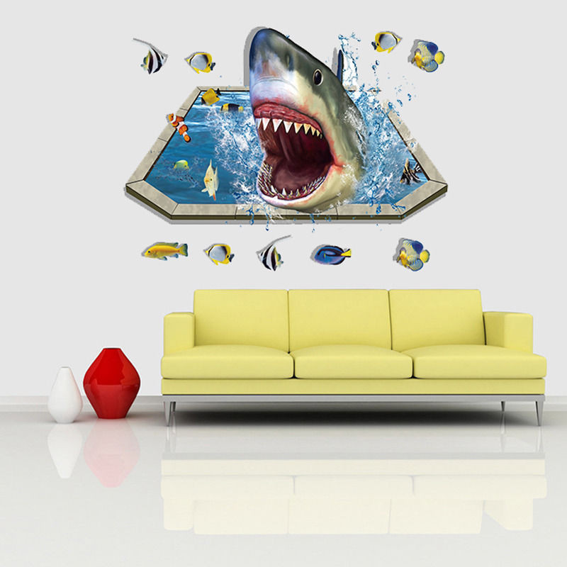 Акула 3D наклейка