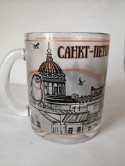 Кружка 300 мл стекло с видами Петербурга.
