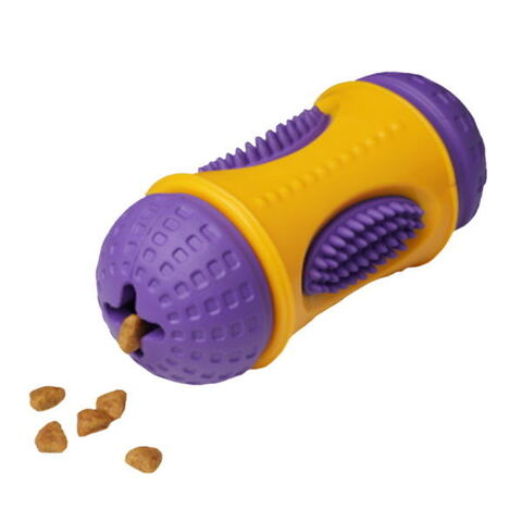 HOMEPET silver series игрушка для собак цилиндр фигурный с отверстиями для лакомств (желт-крас) 13см