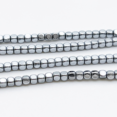 Гематит Куб бусины (имитация), цвет серебро, размер 2,9 мм, цена за отрезок 19 см (1/2 нити)