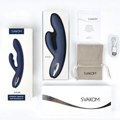 Вибратор с двойной стимуляцией и пульсацией Aylin от SVAKOM, темно-синий