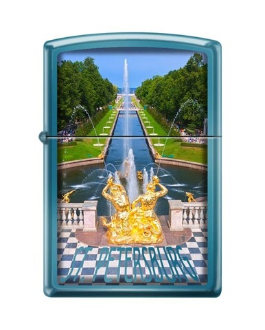 Зажигалка Zippo Петергофский фонтан, латунь/сталь с покрытием Sapphire™, синяя, 36x12x56 мм123