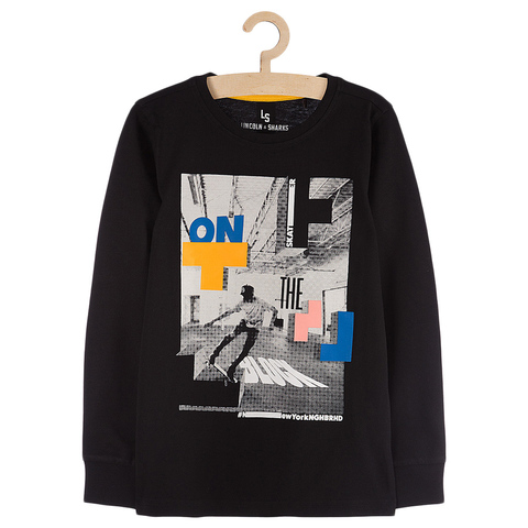 Черный лонгслив с принтом 5.10.15