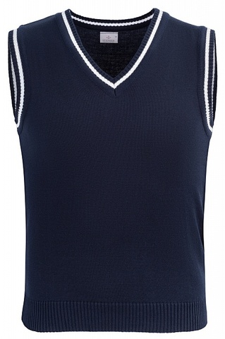 Вязаный жилет с контрастным кантом STENSER, цвет синий