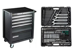 Тележка инструментальная RUNTEC 6 полочная с комплектом инструмента 169 предмета