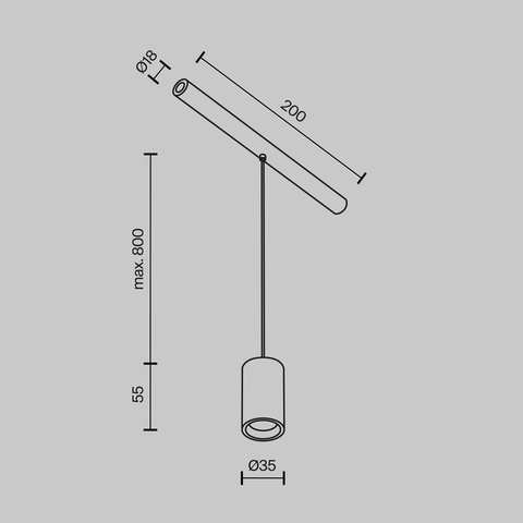 Светильник светодиодный для штанговой системы освещения Maytoni AXITY Focus LED C105PL-3W3-6K-B